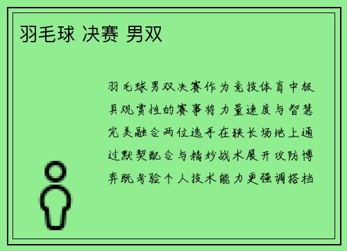 羽毛球 决赛 男双
